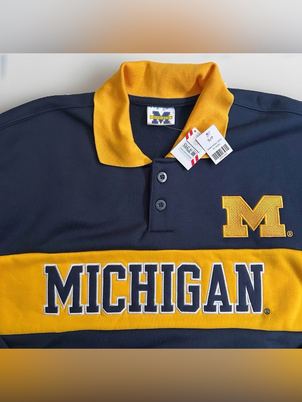 NCAA Michigan Collegiate Navy and Yellow Sweatshirt